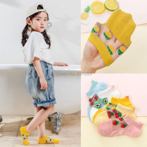 New Summer 5pcs Baby girl princess hollow out socks Ultra thin sheer breathable mesh sock for kids infant cute cherry watermelon