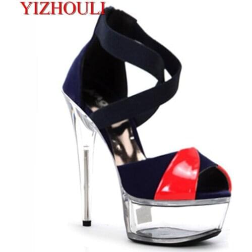 The new summer women sexy Roman 15cm heels, chunky ankle strap sandals, women fashion stage show dancing sandals