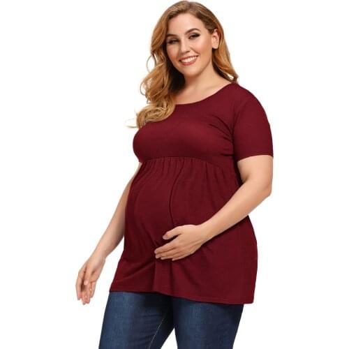 Maternity Clothes Mama T-shirt Tops Hem Skirt Pregnant Women Casual Short Sleeve Ruching Stylish Mom Clothes Home Work Summer