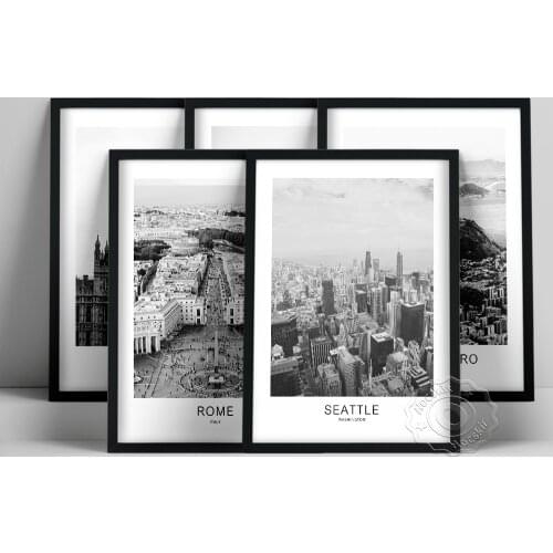 Black White City Landscape Poster, London Barcelona Rio De Janeiro Rome Seattle Urban Scenery Wall Picture, World Travel Prints