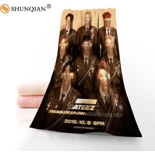 Custom Idol Support Ateez 35x75cm Face Towel Microfiber Face Wash Cloth Quick-Drying Sports Towel