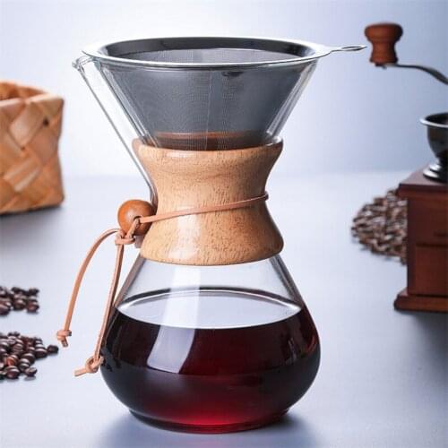 Transparent Glass Coffee Pots With Stainless Steel Filter Creative Scale Espresso Coffee Maker Heat-Resistant Office Kettle