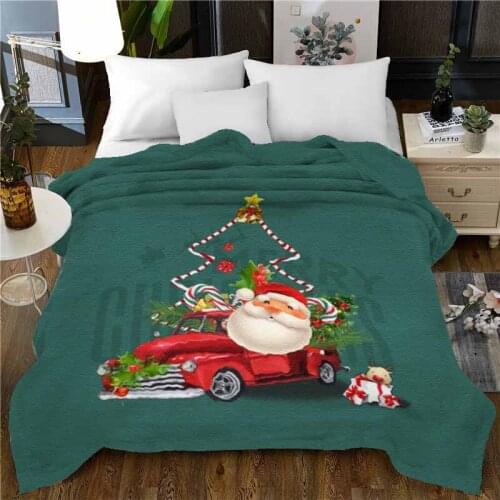 Christmas Decoration Santa Claus Flannel Blanket Soft Beds Sofa Leisure Velvet Blanket Home Bedspread Winter Throw Nap Blanket