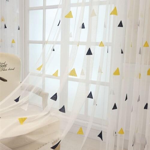 Pink Blue Yellow White Triangle Modern Geometric Curtains Tulle For Living Room Bedroom Kitchen Sheer Kids Children