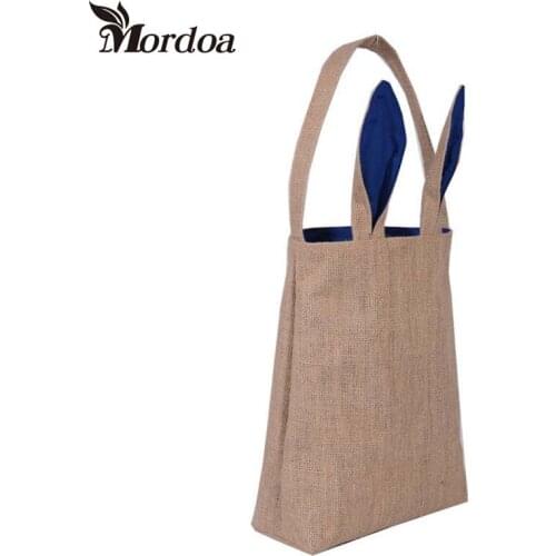 Cute Cotton Burlap Bags Rabbit Ear Shape Gifts Easter Bunny Bags For Kids In New Year Birthday Party Jewelry Display Received