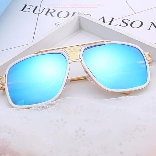 Oversized Superstars Plated Square Men Sunglasses Women 2020 Couple Flat Top Luxury Vintage Metal Mach One