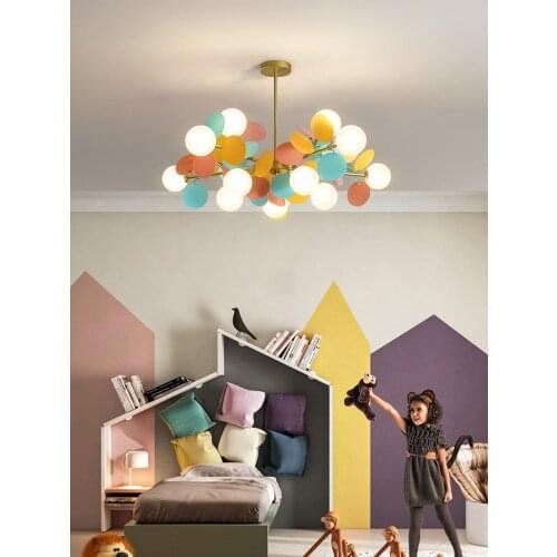 Modern Colorful Nordic flower LED Pendant Light lamp bedside E27 glass hanglamp Home Decor Kitchen Metal Lighting Fixture