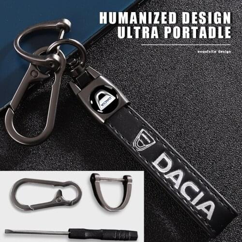 Steel Buckle Car KeyChain With Auto Logo Metal Key Ring Anti-Lost Accessories For Dacia Duster Logan Sandero Dokker Stepway