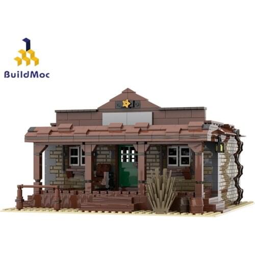 Buildmoc House Sheriffs office Diy Building Blocks City Street View Architecture Model Collection Toys For Children Kid