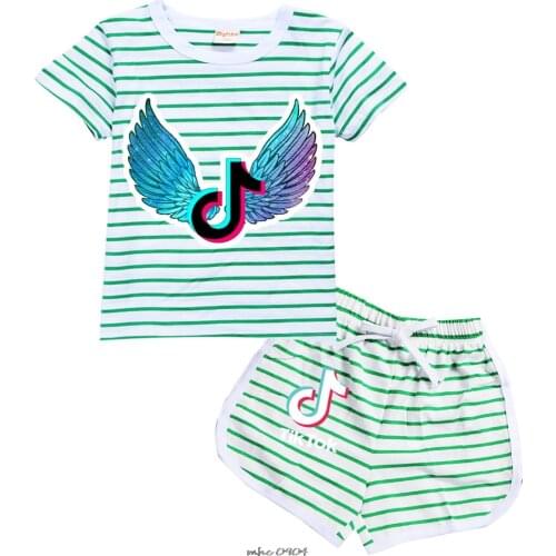 Tik Tok 2-16Y Boys Summer Outfit Fashion Children Short Sleeve T-Shirt + Short 2pcs Suits Teenagers Tracksuit Girls Clothes Sets