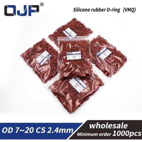 CS2.4mm Thickness 1000PCS/lot Red Silicon wholesale O-ring VMQ OD7/8/9/10/11/12/13/14/15/16/17/18/19/20mm O Ring Seal Rubber