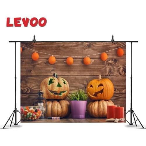 LEVOO Photography Backdrop Carving Pumpkins Wood Table Happy Halloween Photocall Photo Background Photo Zone Photobooth Vinyl
