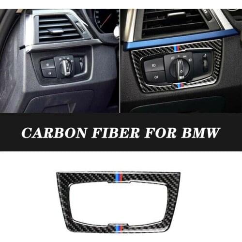 Carbon Fiber Interior Headlight Switch Cover Trim For BMW F30 320i F34 3 Series