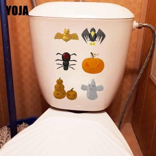 YOJA 16.8X23.9CM Funny Pattern Bedroom Home Decor Wall Sticker Toilet Decal Cartoon Halloween Spider T5-1291