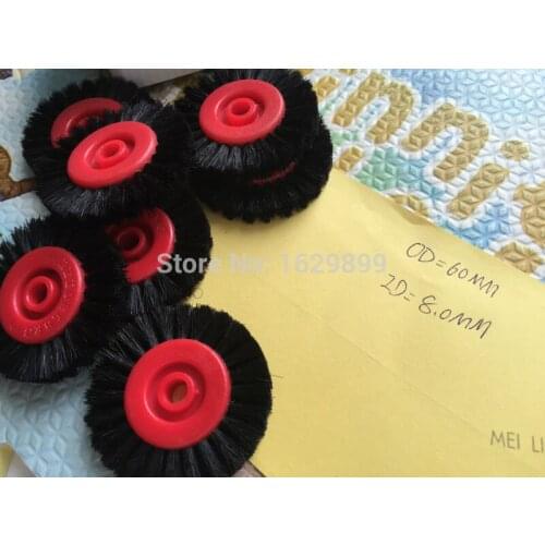Offset printing machine parts 6 pcs round white color and soft hair size 60*6mm and 4 pcs black round hard brush 8*60mm