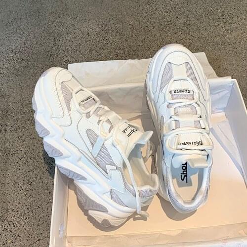 Round Toe 2021 New Fashion Women Lightweight Sneakers Shoes Outdoor Breathable Comfort Lace Up Ladies Platform Trainers Female