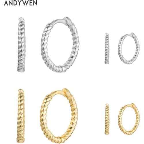 ANDYWEN 925 Sterling Silver Screw Mini Hoops Big Circles Huggies Women Rock Punk Ring Earring For 2020 Wholesale Price Jewelry