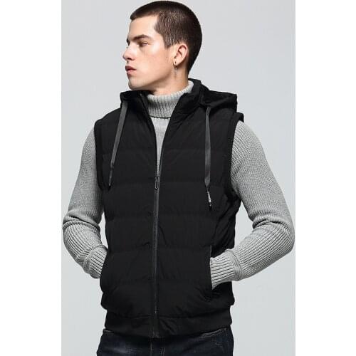 Hooded Vest Men New Autumn Warm Sleeveless Jackets Male Winter Cotton Padded Waistcoat Mens Vest Casual Coats Outerwear VT-229