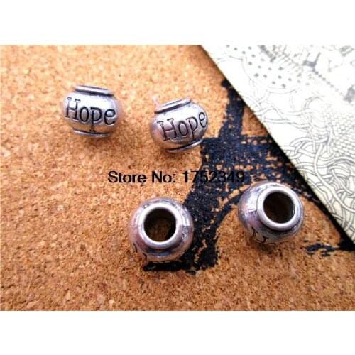 15pcs--Hope Beads,Antique Tibetan silver Tone hope beads,Beadwork Charms/pendant 8X11mm