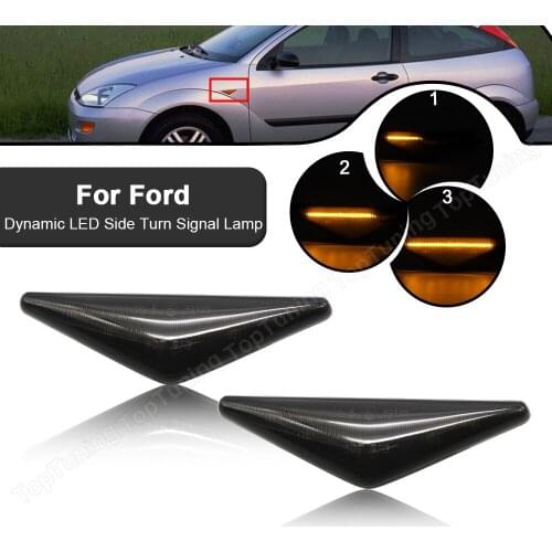 2X For Ford Focus MK1 Mondeo MK3 LED Dynamic Side Marker Turn Signal Lights Indicator Blinker Lamp Flowing Side Repeater Light
