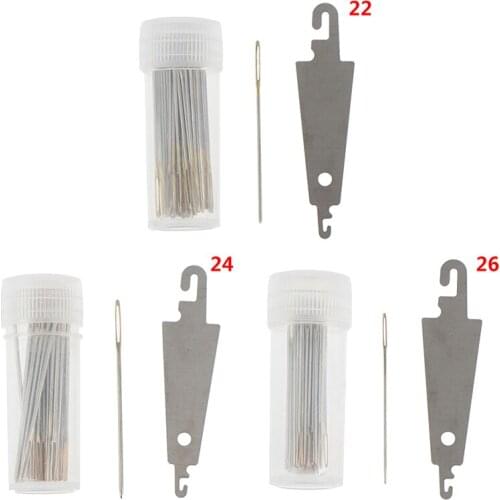 30pcs Mixed Size Large Eye Sewing Needles Cross Stitch Stainless Steel Hand Sewing Needle With Threader Home DIY Sewing Tool