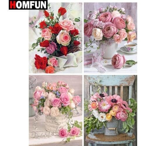 HOMFUN Diamond painting "Flower landscape" Full Square/Round Drill Wall Decor Inlaid Resin Embroidery Craft Cross stitch