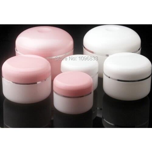 50g Cream Jar with Silver stripe & Pink Lid, High Quality Double Layer Plastic Medical or Cosmetic Cream Packing Box, 50pcs/Lot
