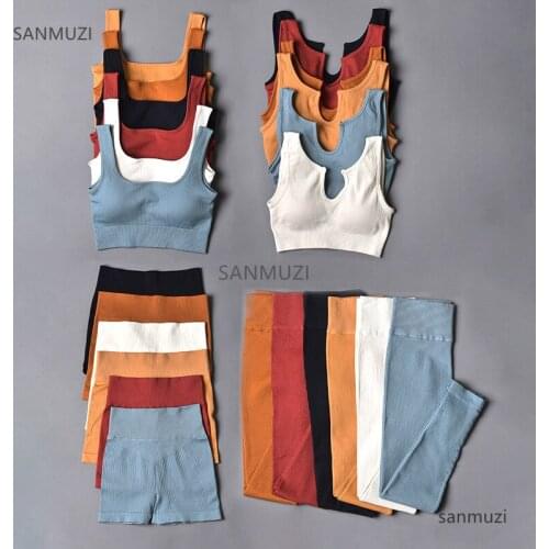 Seamless Sport Set Women Two Piece 2PCS Crop Top Bra Shorts Workout Outfit Fitness Wear Run Gym Suit Female Yoga Sets Clothes