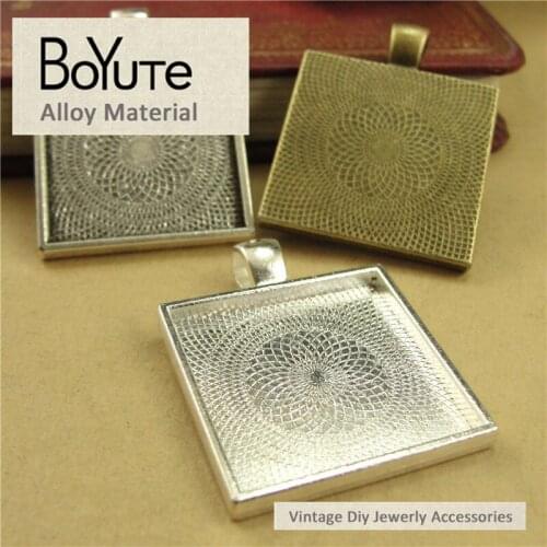 BoYuTe (30 Pieces/Lot) 25MM Cabochon Base Vintage Jewelry Accessories Parts Blank Square Tray Diy Pendants for Jewelry Making