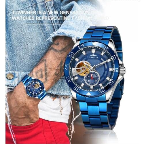 T-winner Mens Automatic Mechanical Watches Luminous Needle Multi-Color Simple Atmospheric Male Wristwatch Relogio Masculi
