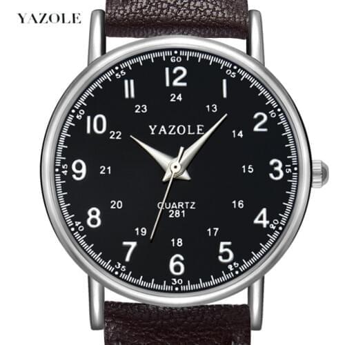 YAZOLE Men Watch PU Leather Waterproof Quartz Analog Casual Ultra thin Wrist Watches for Men relojes para hombre Male Clock Gift