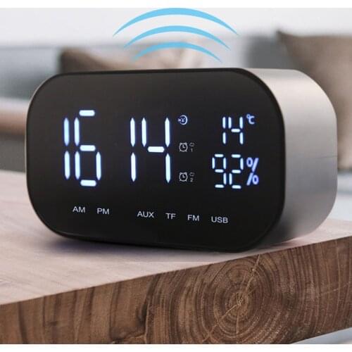 LCD Digital Smart Alarm Clock Watch Table Electronic Desktop FM Radio Clocks Wireless Stereo Music Player USB Wake Up Clock