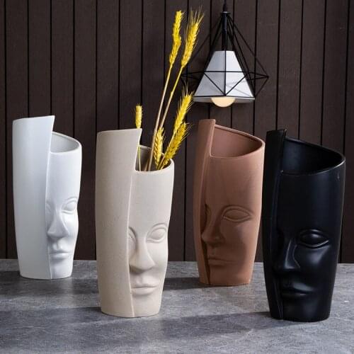 Decorative ornaments, flower and porcelain vases sculpture crafts face flowerpots hand made garden, flower arrangement, home dec