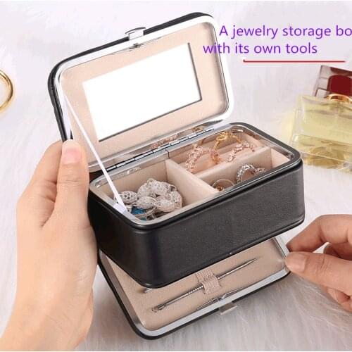 Travel jewelry packing box cosmetic makeup organizer Jewelry box earrings display rings organizecarrying case