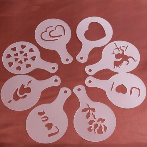 8pcs/set Cake Stencils Christmas Valentines Day Cappuccino Coffee Template Mold Pastry Tools Cake Decorating Tools Cake Tools
