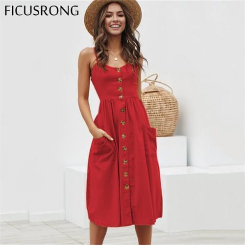 FICUSRONG Summer Midi Dresses