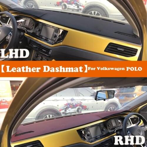 Leather Dashmat Accessories Car-Styling Dashboard Covers Pad Dash Mat Sunshade Carpet For Volkswagen VW Polo 2019 2020 2021