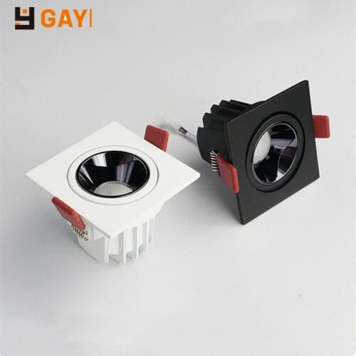 GAOYI Square LED Downlight 7W 12W 15w 20w 85-265V COB Ceiling Kitchen Living Room Indoor Angle Adjustable Anti Glare Recessed