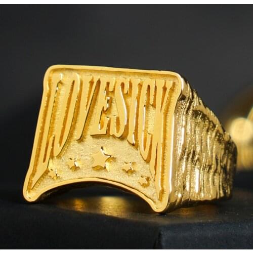 Love Sick Words sterling Silver Ring Male Ins Fashion Jewelry