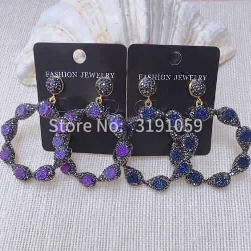 Fashionable atmospheric crystal tooth earring female full drill luxurious joker nail is exaggerated big ear pendant is act