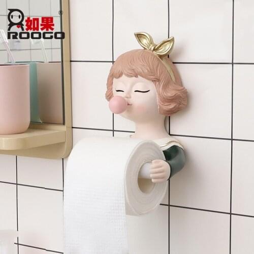 Cartoon cute creative home toilet decoration towel rack roll paper towel rack toilet tissue box