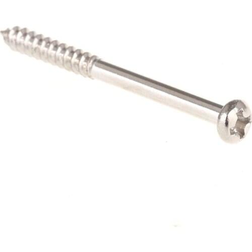 Musiclily 2.9*37mm Bass Pickup Mushroom Flat Screws, Chrome (20 Pieces)