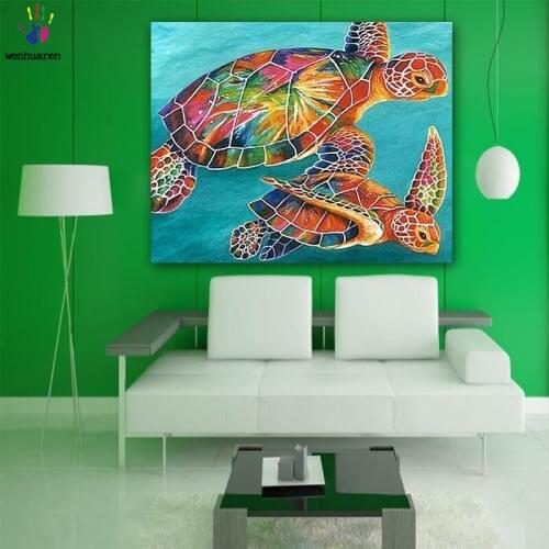 DIY colorings pictures by numbers with colors Colorful turtle picture drawing painting by numbers framed Home