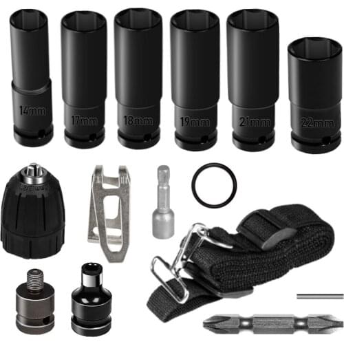 15PCS Wrench Socket Set Tool Drive Adapter Spanner Converter Reducer Electric Impact Hex Wrench Socket For Electric Drill Wrench