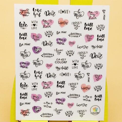 3D Stickers for Nails Full Love Letters Design Girl Nails Art Decoration Manicure Sticker Decals Slider Nail Foil Accessories