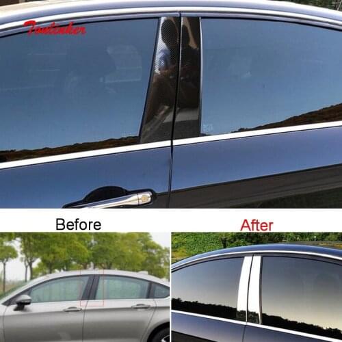 Tonlinker Exterior Car Door Window column Cover Stickers for CITROEN C5 2010-19 Car Styling 4 PCS Stainless steel Cover stickers