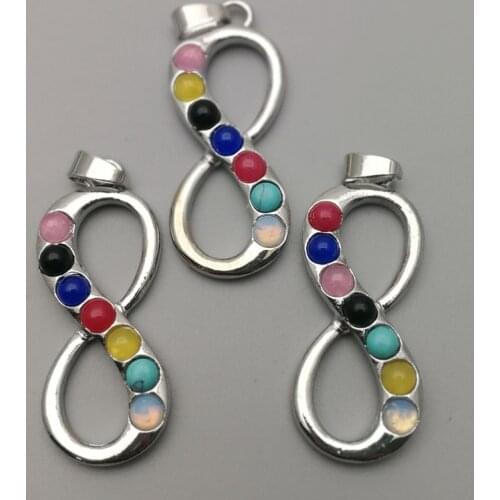 Natural Gem Stone 7 Chakra Healing Reiki Chakra Meditating Infinite Pendant Charm Beads 12pcs/lot Free Shipping