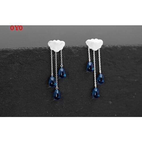 2021 new S925 sterling silver original color cloud tassel raining earrings