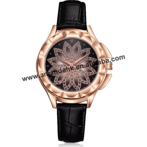 New Wholesale Women Fashion Rhinestone Flower Crystal Quartz Wristwatches Lovely Womens Watches Clock