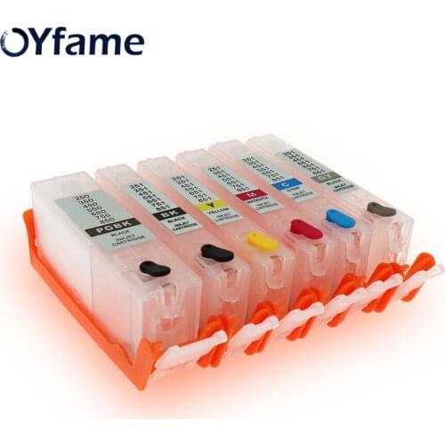 OYfame 6 pcs PGI 450 CLI 451 PGI-450 CLI-451 Refillable Ink Cartridge for Canon iP7140 iP7240 MG5440 MG5540 MG6440 MX924 MG634